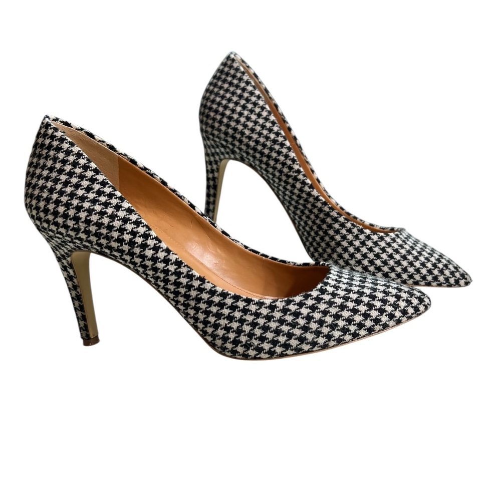J. Crew Black and White Houndstooth Heels